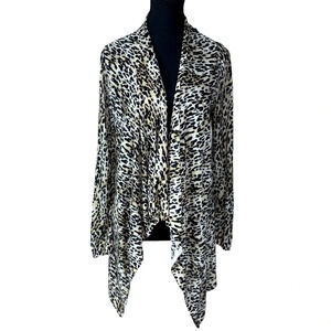 Chico’s Cardigan Women 0 XS Animal Print Open Front Waterfall Oversized Popular